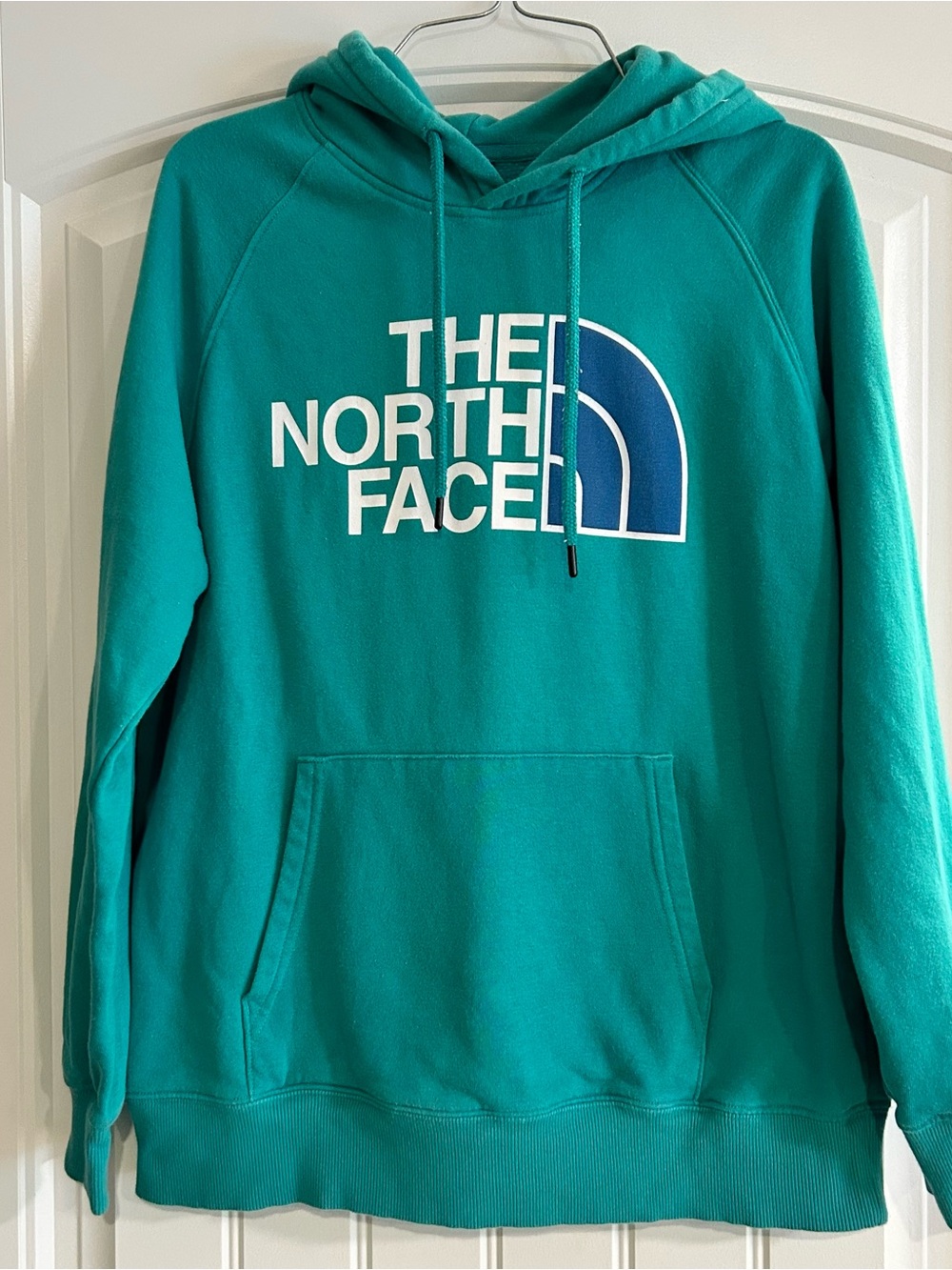 The North Face Womens Teal Pullover Hoodie with Navy & White Logo